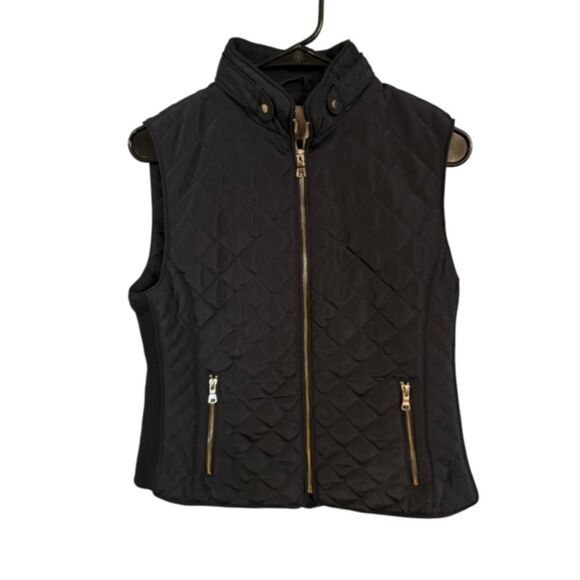 Down Puffer Vest Dress Barns Womens Fitted Quilted Navy Zip  Size Small - Picture 1 of 8